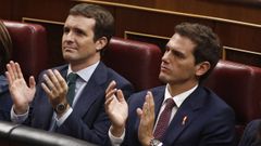 Pablo Casado y Albert Rivera, los l�deres de PP y Ciudadanos