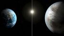 Una ilustraci�n art�stica compara la Tierra (izda.) con el Kepler 452b.