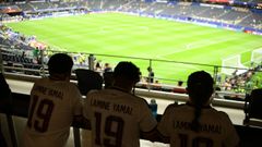 Aficionados de Espa�a antes del partido de semifinal del Mundial 2026.