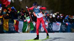 Sturla Holm Laegreid, durante la prueba de los 12,5 kil�metros persecuci�n del biatl�n ol�mpico