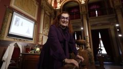 Helena V�zquez, justo al terminar su conferencia en el IES Otero Pedrayo
