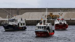 Barcos de bajura, en un acto de protesta en Celeiro en el 2021