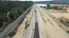 Obras de la apartadero ferroviario en la plataforma logstica de Salvaterra-As Neves