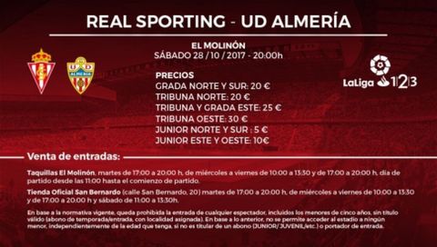 Precio de las entradas del Sporting contra el Almer�a