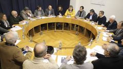 Imagen del encuentro de N�stor Rego con los transportistas