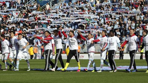 Los jugadores del Celta, celebrando la clasificaci�n europea de mayo del 2016.