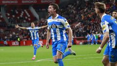 Dani Barcia celebra su gol en El Molin�n.