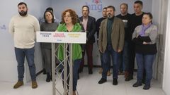 Montse Prado compareci� en Pontevedra acompa�ada de cargos comarcales del BNG