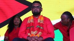 Fotografa del 13 de agosto de 2025 del presidente de Guyana, Irfaan Ali, asistiendo a un acto poltico en Georgetown (Guyana).