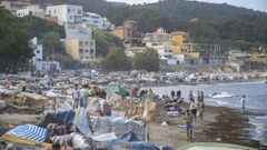 Asentamiento de migrantes en la playa de El Trampol�n, en Ceuta.