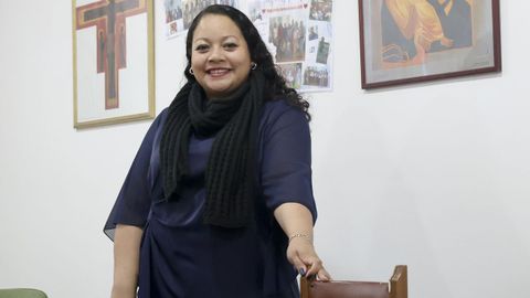 Tania, retratada el pasado mi�rcoles en una de las aulas del proyecto LAR de C�ritas