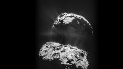 Rosetta.Imagen mosaico compuesta por cuatro fotograf�as del cometa 67P/Churyumov-Gerasimenko