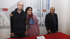 Maica Larriba, con Yeyo P�rez y Tino Fern�ndez, en un acto con militantes celebrado en enero del 2018