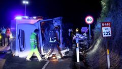 Imagen del lugar del accidente mortal de Caldas, en el que fallecieron tres j�venes