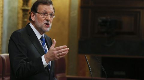 El presidente del Gobierno, Mariano Rajoy, durante su intervenci�n
