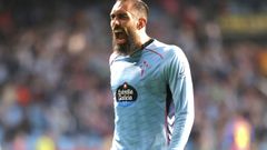 Borja Iglesias, celebrando uno de sus goles este curso.