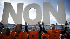 Manifestaci�n de trabajadores de Alcoa en la plaza de Mar�a Pita, en A Coru�a