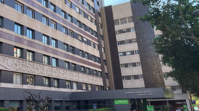 Fachada del Hospital Universitario Sagrat Cor de Barcelona,en cuaya capillaRubn Jimnez y Natalia Parres se casaron antes de que ella muriese por un cncer de pncreas.