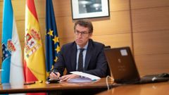 Feijoo, en una de las conferencias de presidentes celebradas durante esta pandemia