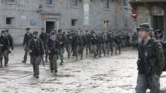 La llegada al Obradoiro del batall�n de zapadores de la Brilat