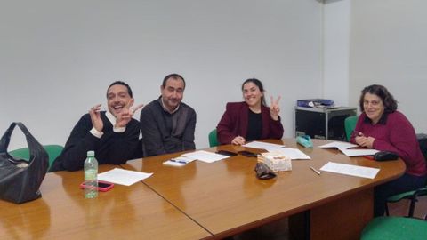 Cuatro de los organizadores de la Festa Raxada de Couso.