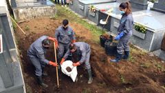 Exhuman los restos �seos de 30 personas en el cementerio de San Froil�n