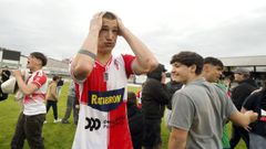<span lang= gl >Samu Santos, durante a celebraci�n do ascenso a Segunda Federaci�n.</span>