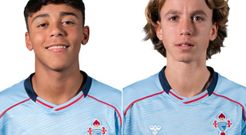 Los infantiles del Celta Nico Mindiola y Mateo Quintana.