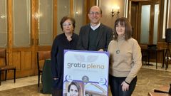Presentaci�n del 3�. ciclo Gratia Plena. M� de los �ngeles Fern�ndez, vocal del Patronato de la Fundaci�n Santa Marina de Temes, Anxo Lorenzo, director general de Cultura de la Xunta y Conchi da Silva, coordinadora de Gratia Plena
