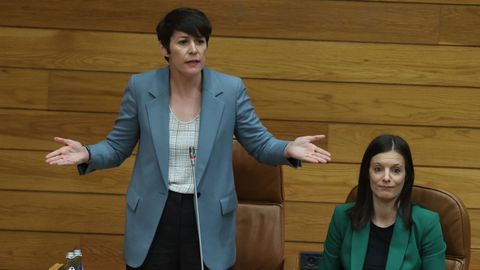 La portavoz nacional del BNG, Ana Pontn, y la viceportavoz nacionalista, Olalla Rodil, en el Parlamento.