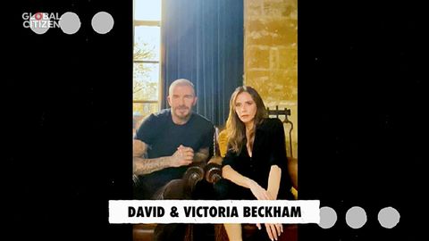 David Beckham y Victoria Beckham hablando en el concierto 'One World: Together at Home'