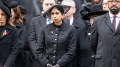 Suella Braverman, ayer durante la celebraci�n del Remembrance Day en Londres.