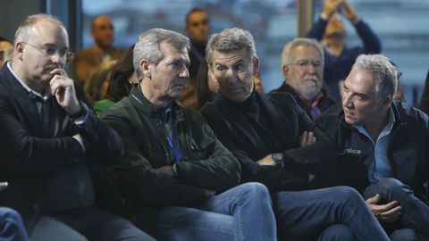 Miguel Tellado, Alfonso Rueda, Alberto N&uacute;&ntilde;ez Feijoo y El&iacute;as Bendodo, en la interparlamentaria del PP