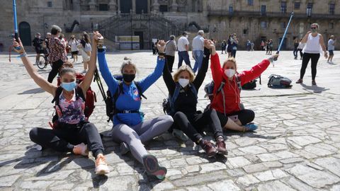 Un grupo de madrileas llegaron tras terminar el Camino Portugus