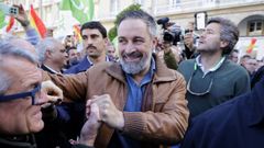 Santiago Abascal, este mi�rcoles en la coru�esa plaza de Mar�a Pita