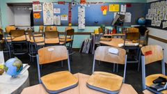 Un aula vac�a, ayer, en un colegio alem�n, donde las clases est�n cerradas desde el 13 de diciembre