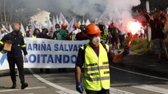 Manifestaci�n de los trabajadores de Alcoa San Cibrao