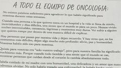 Fragmento de la carta remitida a Oncolog�a del Provincial