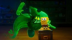 El pirata fantasma Holand�s Errante y Bob Esponja, en un fotograma del filme.