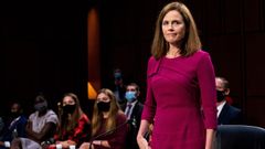 Amy Coney Barrett, en el inicio de las audiencias este lunes en el Comit� Judicial del Senado de EE.UU.  