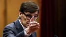 -El presidente de la Generalitat, Salvador Illa, interviene durante su comparecencia en la segunda jornada del pleno del Parlamento de Catalu�a de esta semana, celebrada este mi�rcoles tras el acuerdo alcanzado entre el PSC y ERC para retirar el actual proyecto de presupuestos para 2026 para dar m�s margen en la negociaci�n con los republicanos.
