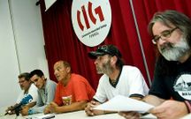 Un momento de la rueda de prensa de ayer en la CIG.