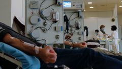 Donantes de plasma en un hospital italiano