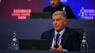 Laporta habla en la Asamblea del Barcelona.