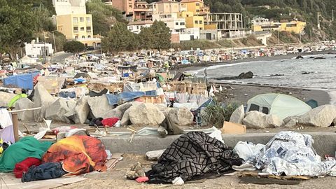 Imagen de este s&aacute;bado de la playa del Trampol&iacute;n de Ceuta. 
