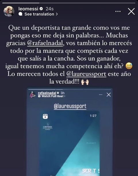 La respuesta de Leo Messi.La respuesta de Leo Messi al gesto de Rafa Nadal