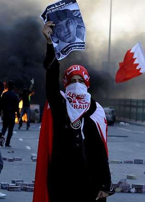 Protesta de barein�es, ayer.