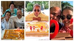 De izquierda a derecha. Teresa Pu�al con Manuel Pu�al (padre) y Estrella Valencia (abuela) que la acompa�aron en el hospital; celebrando el a�o pasado su cumplea�os con las velas de 30 + 3; y junto a su marido Iv�n Pereira, que le pidi� matrimonio el mismo d�a del trasplante.