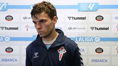 El jugador del Celta Aleix Febas, tras el partido ante el Betis.