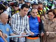 Gonz�lez, Oca, Villar y Nela Leis en la salida de Terra Neria.